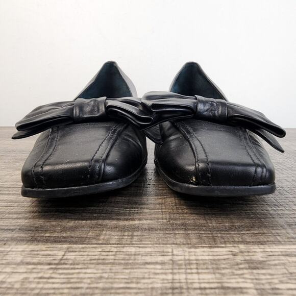 Franco Sarto Black Leather Kitten Heel Squared Toe Pumps Size‎ 8 Witchy Colonial - Picture 5 of 7